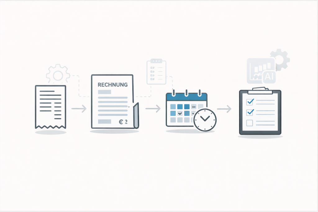 KI automatisiert Verwaltungsaufgaben wie Belege, Rechnungen und Termine