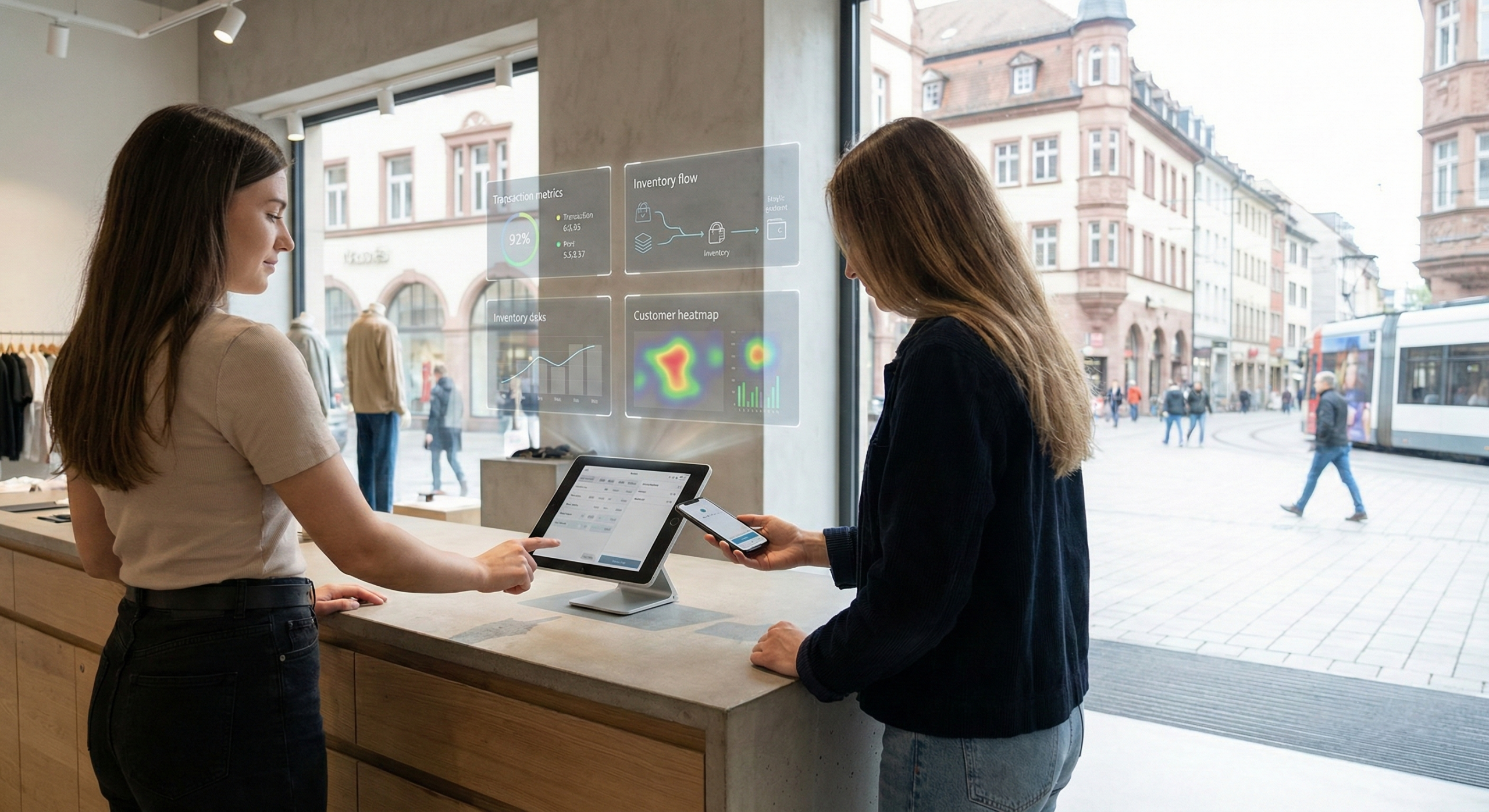 Kontaktloses Bezahlen am modernen Kassensystem im Einzelhandel