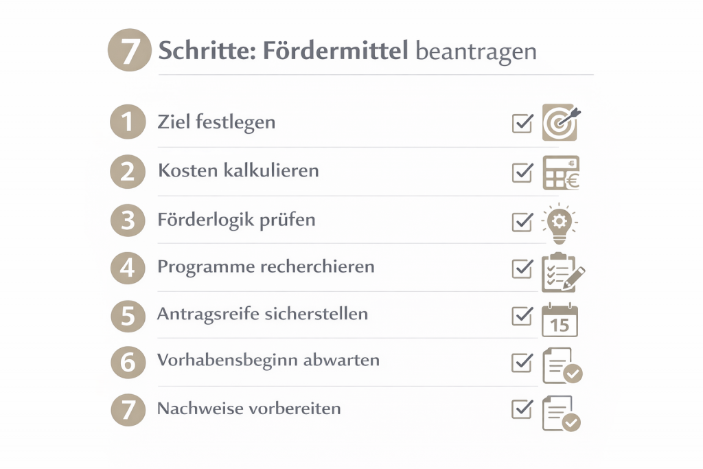 Checkliste: Fördermittel in 7 Schritten beantragen