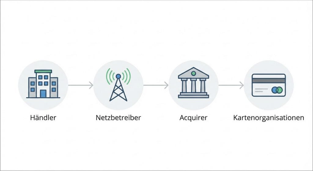 Schaubild zu Netzbetreiber, Acquirer und Clearing bei Kartenzahlungen