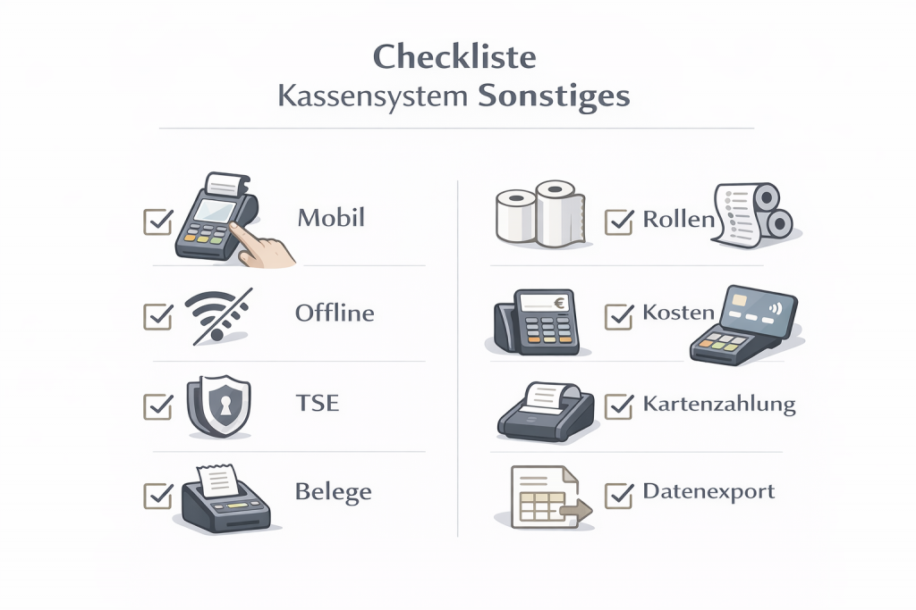 Checkliste für Kassensysteme in sonstigen Branchen