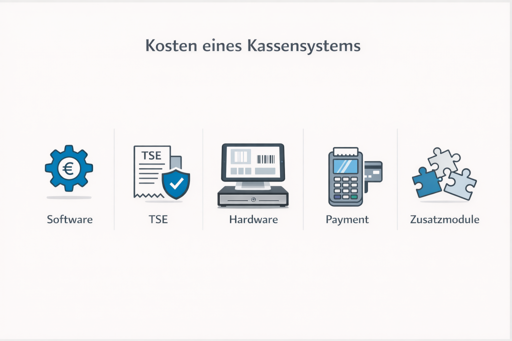 Infografik zu Kostenbausteinen eines Kassensystems