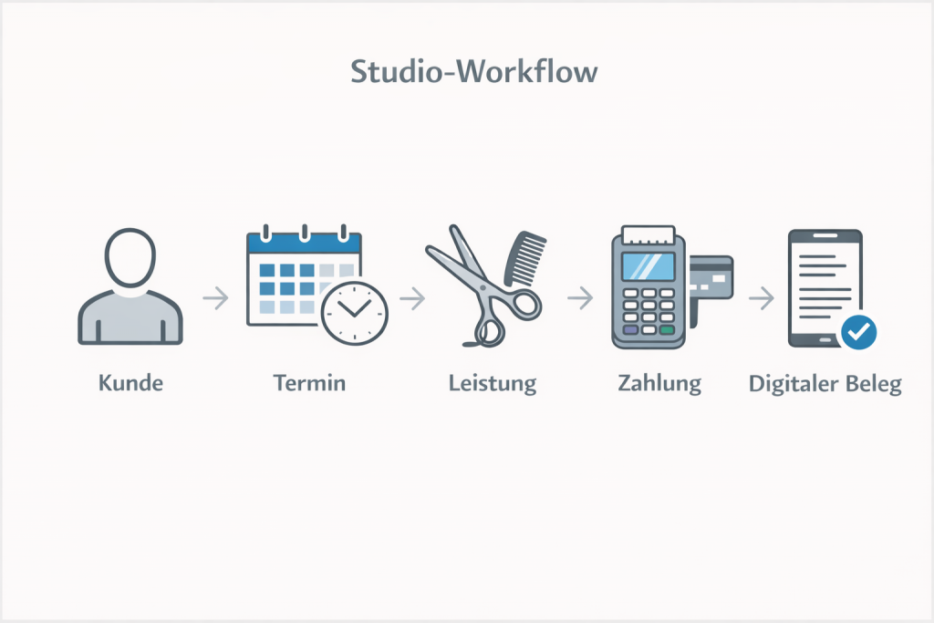 Workflow von Termin bis Beleg für Dienstleister mit Kassensystem