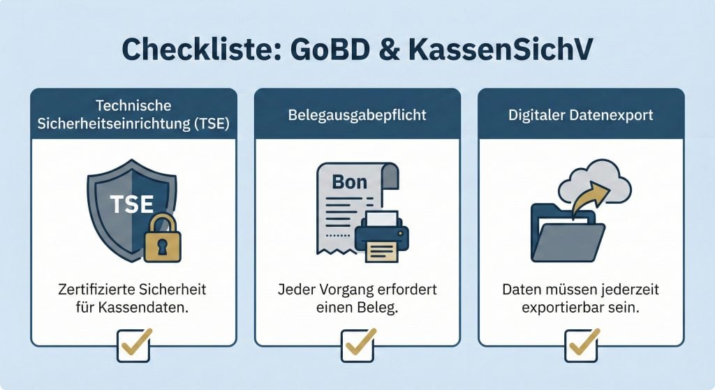 Checkliste zu GoBD und KassenSichV für Kassensysteme