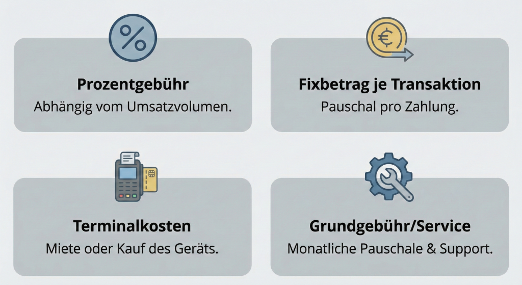 Infografik zu den wichtigsten Kostenbausteinen bei Kartenzahlung