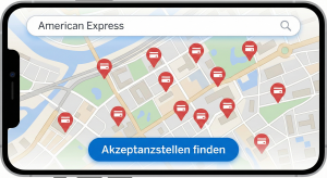 Symbolische Karte zur Suche nach American-Express-Akzeptanzstellen